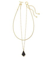Faceted Alex Gold Convertible Necklace in Black
