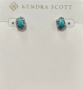 Daphne Stud Earring in Silver Variegated Turquoise