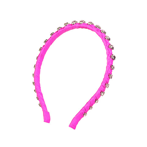 Embellished Skinny Headband - Havana Pink