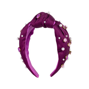 Embellished Knotted Headband - Amarena Cherry