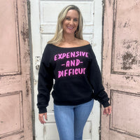 Expensive & Difficult Puff Off-Shoulder Sweatshirt