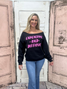 Expensive & Difficult Puff Off-Shoulder Sweatshirt