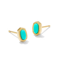 Mini Ellie Gold Stud Earrings in Mint Magnesite