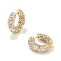 Mikki Pave Gold Hoop Earring in White Crystal