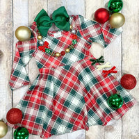 Christmas Perfection Plaid Twirl Dress