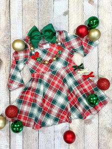 Christmas Perfection Plaid Twirl Dress