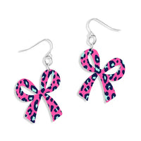 Hot Pink Leopard Bow Earrings