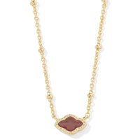 Mini Abbie Gold Satellite Short Pendant Necklace in Cranberry Illusion