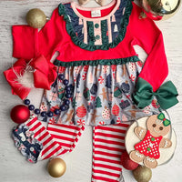 Candyland Christmas Ruffled Tunic & Pants Set