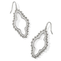 Abbie Beaded Open Frame Earrings in Rhodium