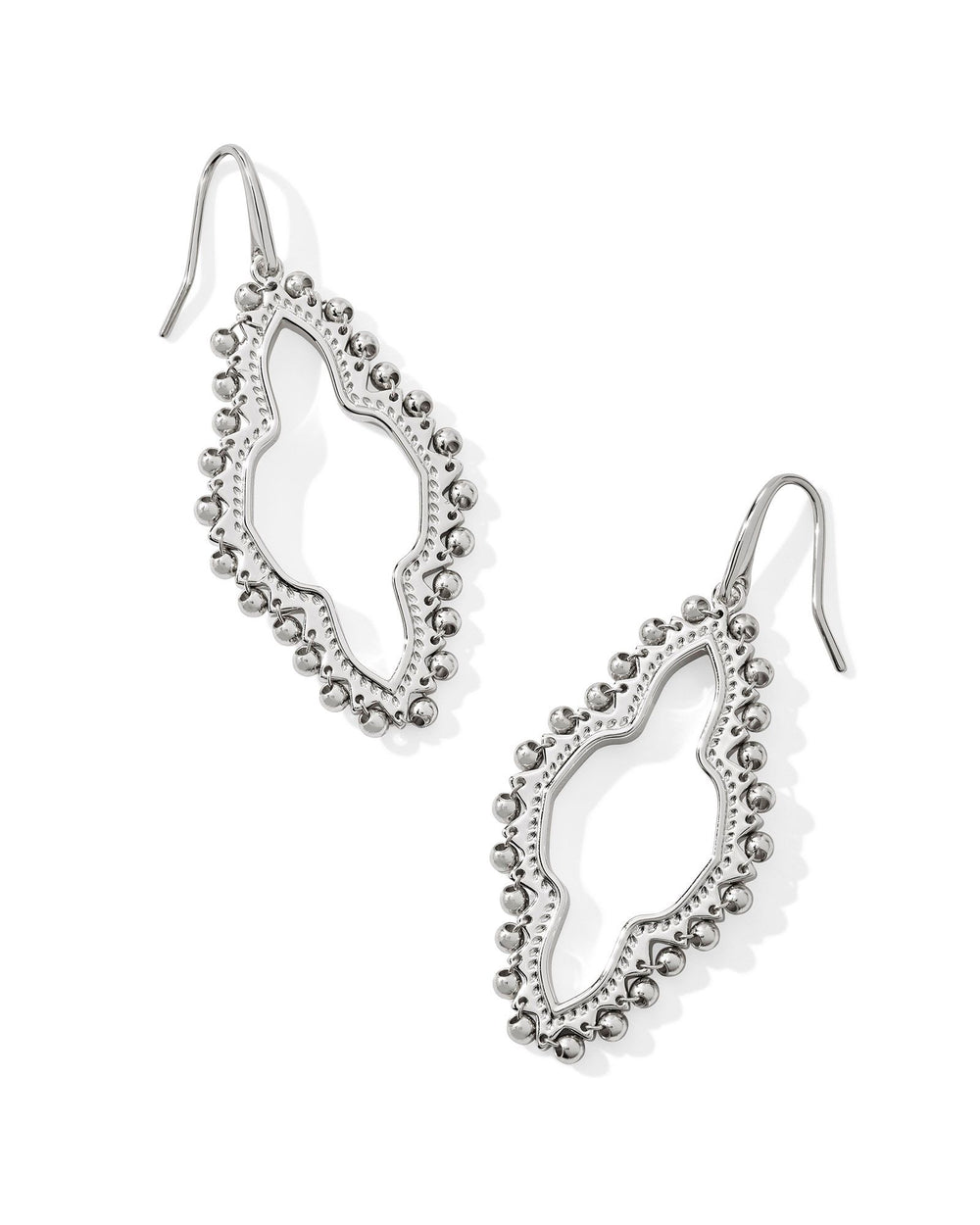 Abbie Beaded Open Frame Earrings in Rhodium