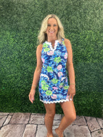 Navy Hawaiian Floral - Sleeveless Dress
