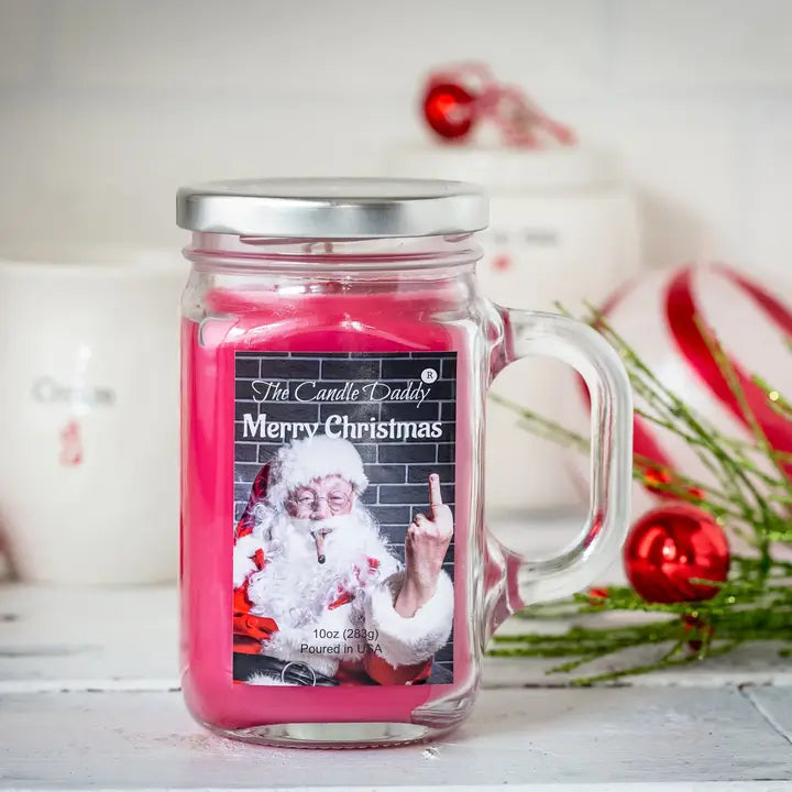 Merry Christmas Santa 10oz Mason Jar Candle