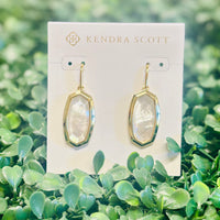 Dani Bezel Gold Drop Earrings in Ivory Mother of Pearl