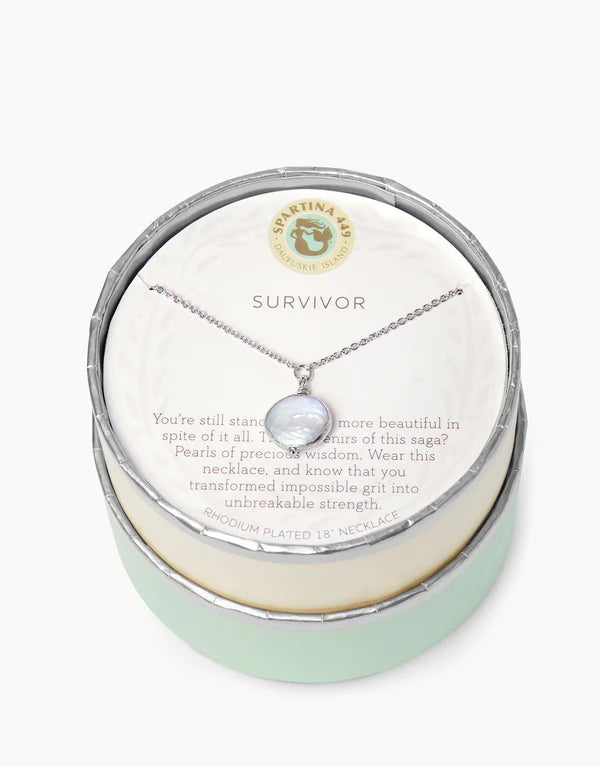 Sea La Vie Survivor Coin Pearl Necklace SIL