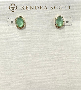 Daphne Stud Earring in Gold Light Green Mother of Pearl