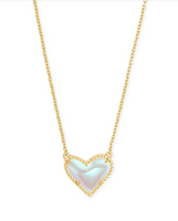 Ari Heart Short Necklace Gold in Dichroic Glass
