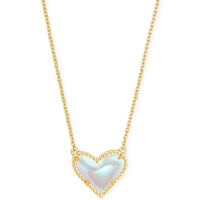 Ari Heart Short Necklace Gold in Dichroic Glass