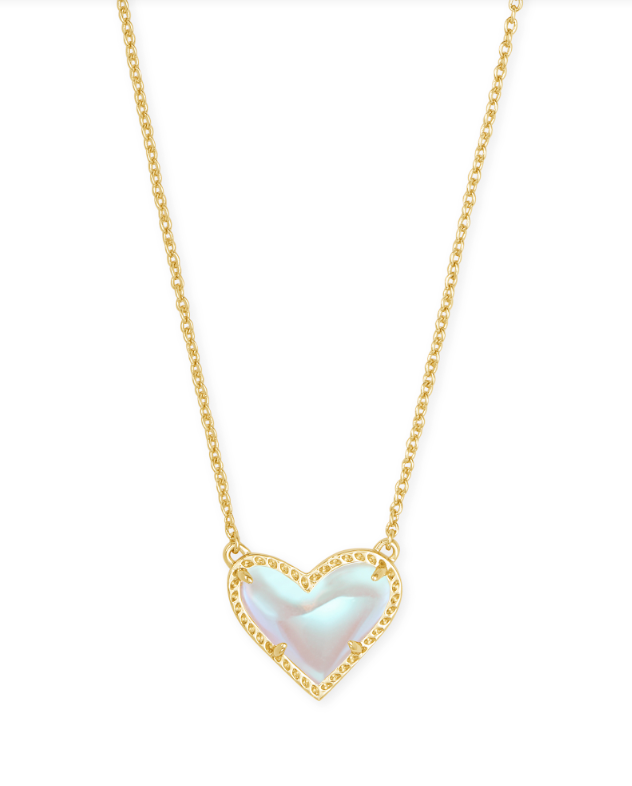 Ari Heart Short Necklace Gold in Dichroic Glass