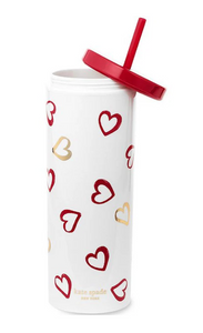 240631 - Acrylic Tumbler with Straw - Brushstroke Hearts