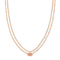 Emilie Rose Gold Multi Strand Necklace in Sand Drusy