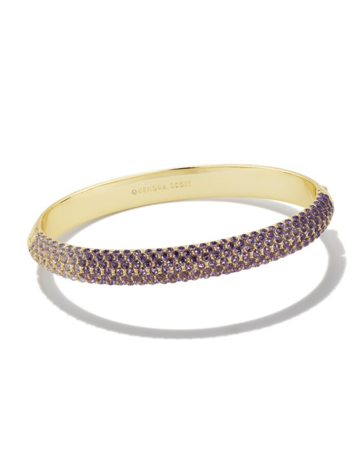 Mikki Pave Gold Bangle Bracelet in Purple Muave Ombre Mix