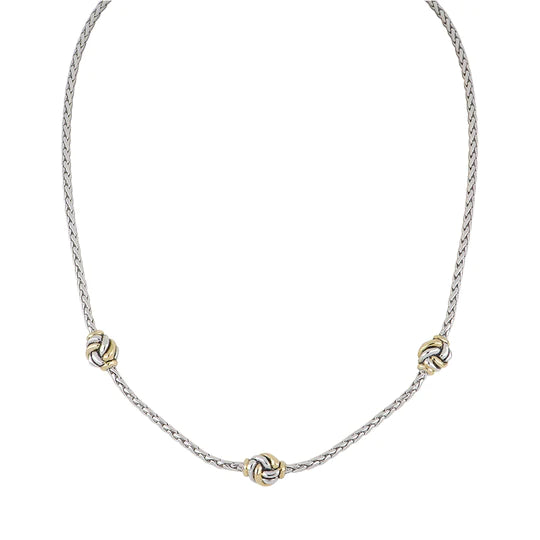 N5281-A003 Infinity Knot Collection - 3 Station Two-Tone Necklace