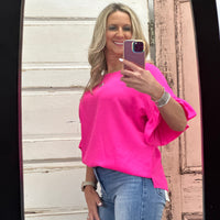 Rebecca Ruffle Sleeve Top - Pink