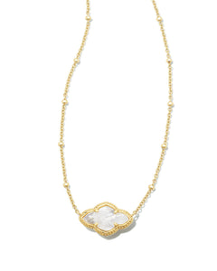 Abbie Gold Pendant Necklace in Mother of Pearl