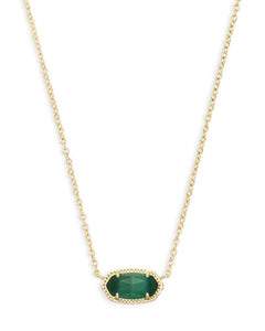 Elisa Gold Pendant Necklace in Emerald Cats Eye