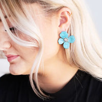 Clara Flower Earrings - Aqua
