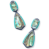 Camry Silver Enamel Frame Statement Earrings in Abalone