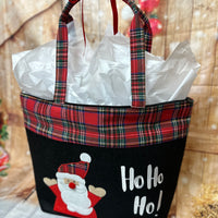 Christmas Embroidered Tote - Ho Ho Ho