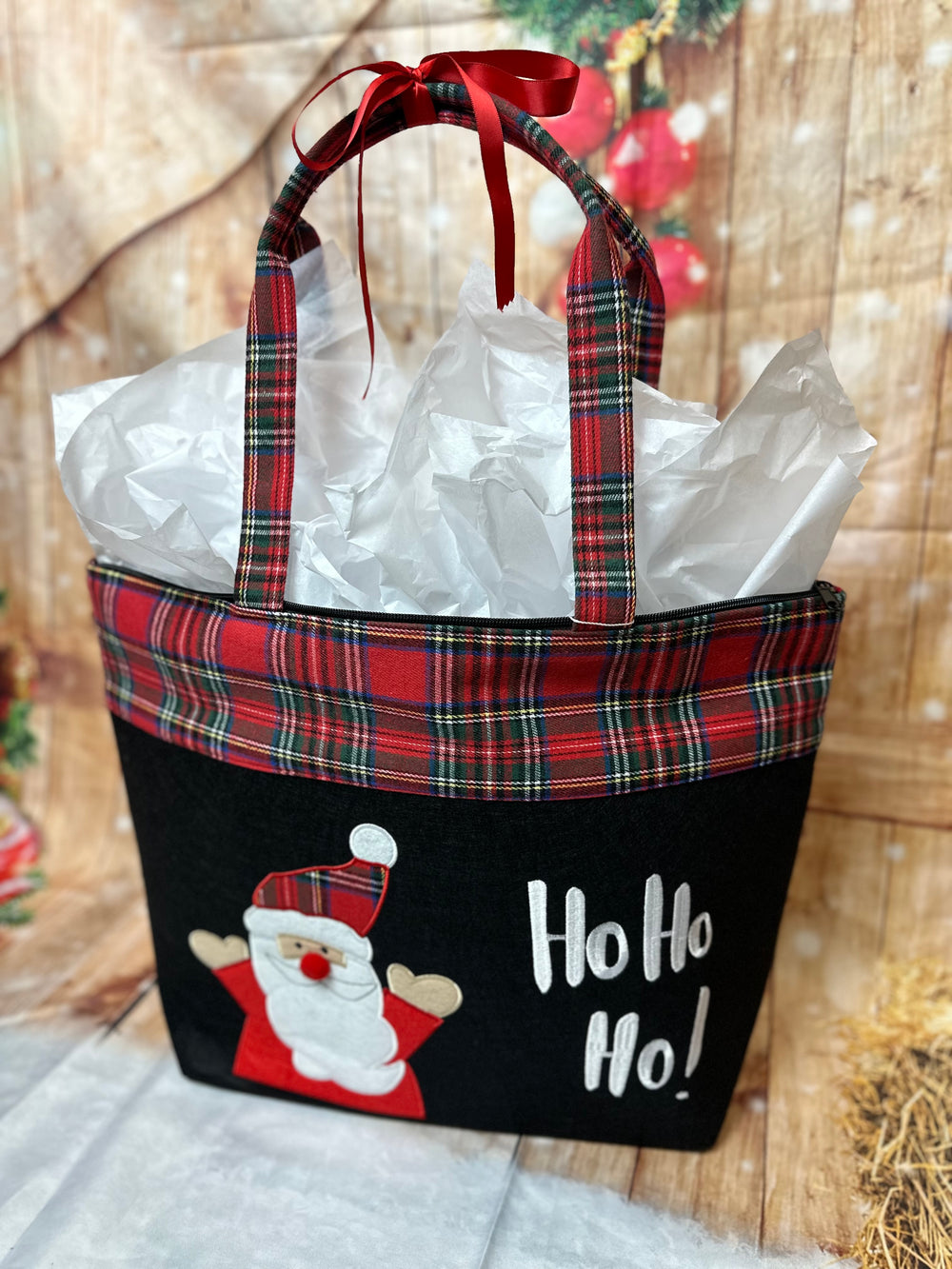 Christmas Embroidered Tote - Ho Ho Ho