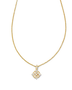 9608862748 Dira Crystal Pendant Necklace Gold in White Crystal