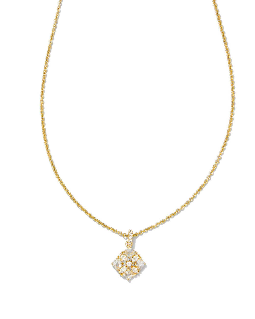 9608862748 Dira Crystal Pendant Necklace Gold in White Crystal