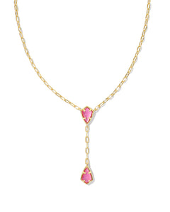 Camry Gold Y Necklace in Azalea Illusion