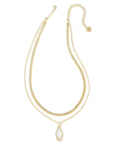 Evelyn Gold Multi Strand Necklace in Rock Crystal Dichroic