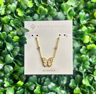 Cailey Butterfly Gold Necklace in Ivory Mother of Pearl