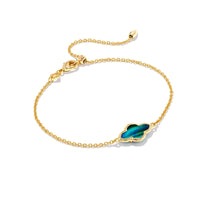 Framed Abbie Gold Delicate Chain Bracelet in Teal Tiger's Eye