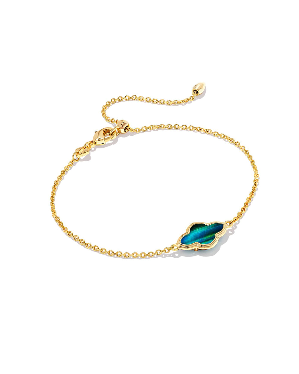 Framed Abbie Gold Delicate Chain Bracelet in Teal Tiger's Eye