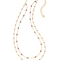 Dottie Gold Multi Strand Necklace in Burgundy