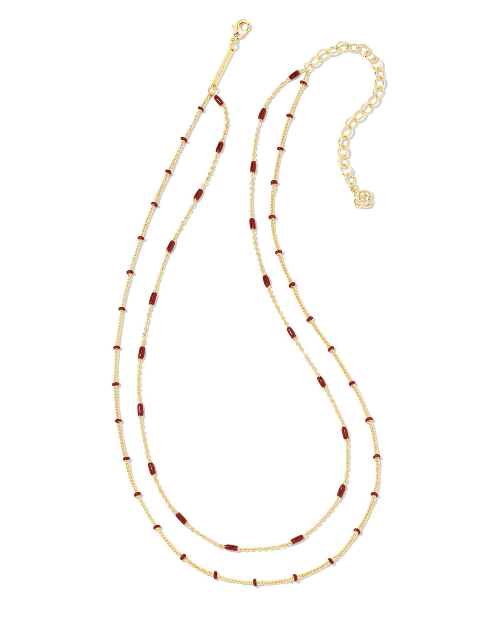 Dottie Gold Multi Strand Necklace in Burgundy