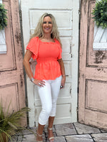 Ryan Ruffle Top - Coral
