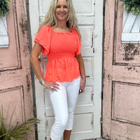 Ryan Ruffle Top - Coral