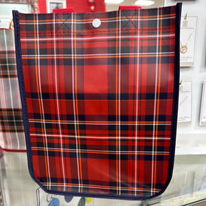 Crimson Plaid Reusable Tote Bag Small