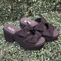 Put A Bow On It - Black Faux Suede