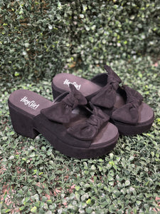 Put A Bow On It - Black Faux Suede
