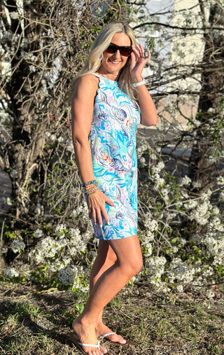 Mina Scallop Trim Dress - Mermaid Lagoon