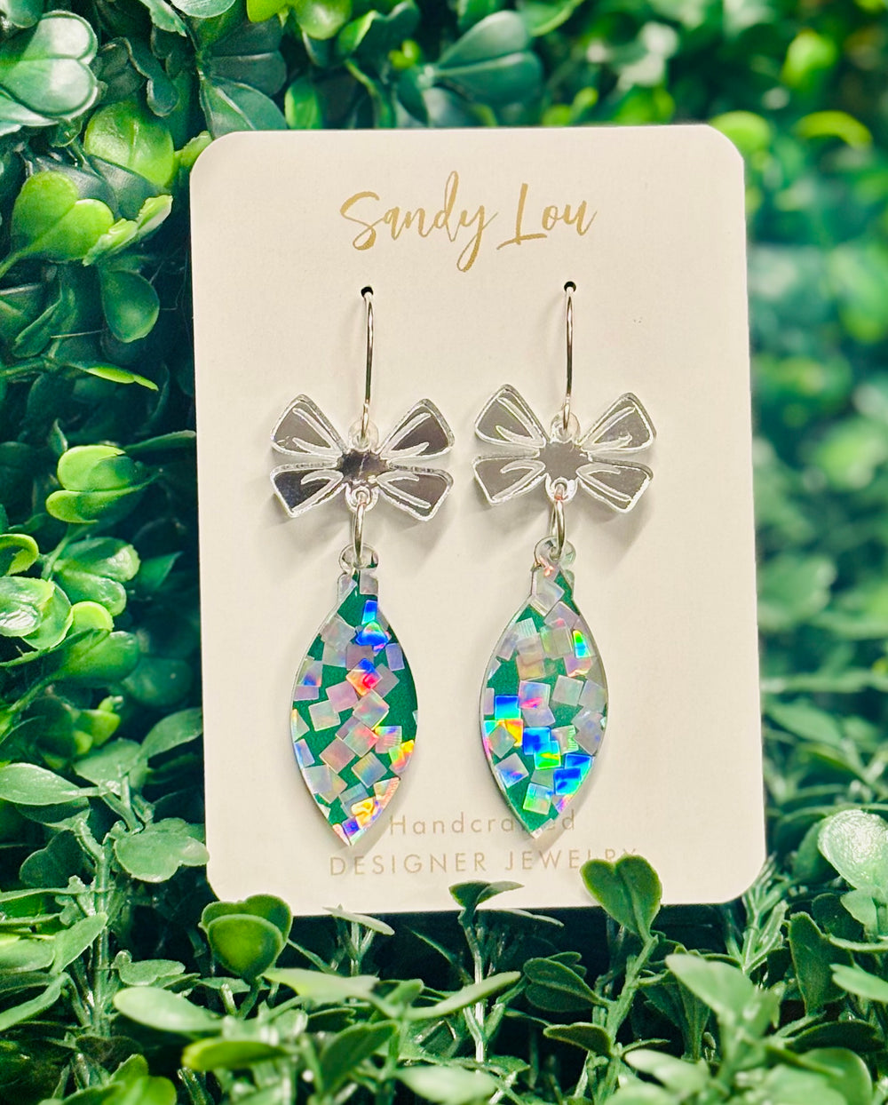 Merry Confetti Ornament Earrings - Christmas Green